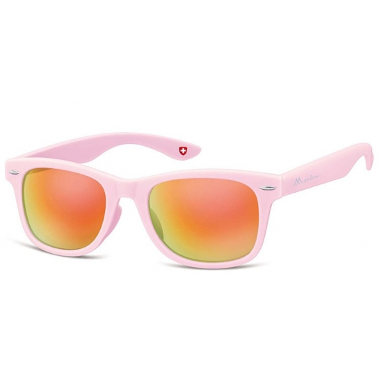 Okulary przeciwsłoneczne Lustrzanki dziecięce nerdy  Montana 965D różowe matowe